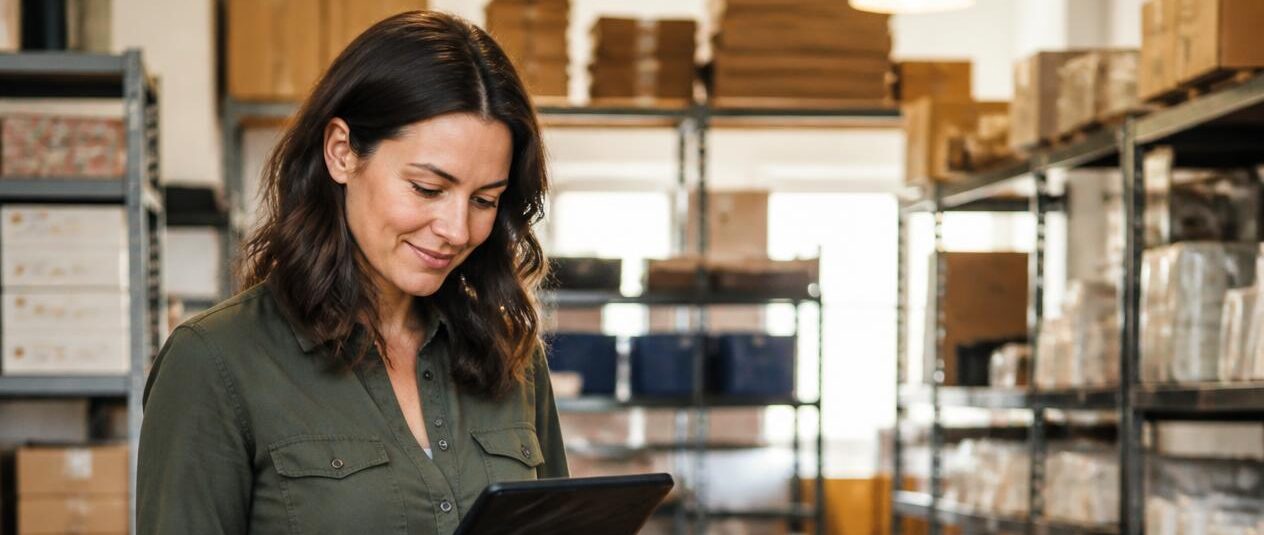 SME owner checks freight forwarding documents for import and export