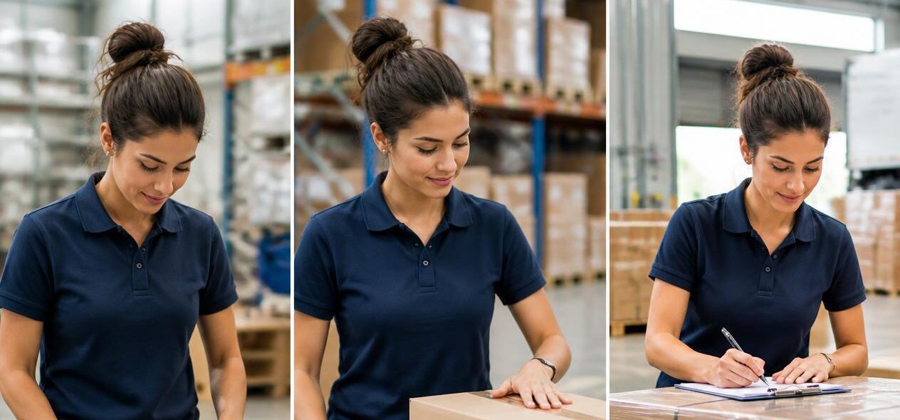 Freight forwarding agent checking documents for importers and exporters